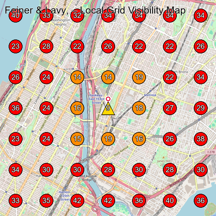 Feiner & Lavy, GeoGrid visibility map for Personal Injury Attorney in Bronx